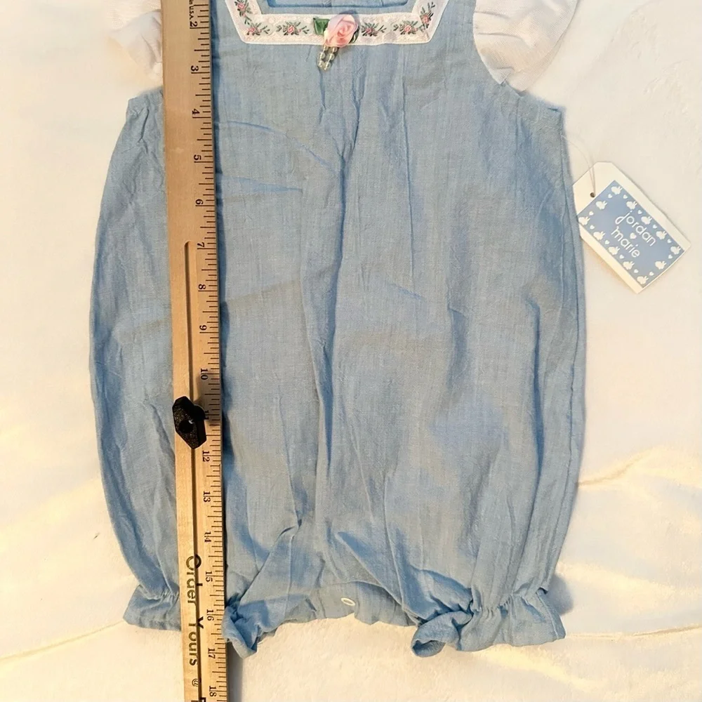 Mother-maid in the USA Chambray Bouquet Flower Romper Bodysuit 6M Baby Girl NWT